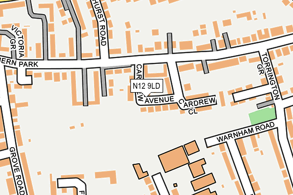 N12 9LD map - OS OpenMap – Local (Ordnance Survey)