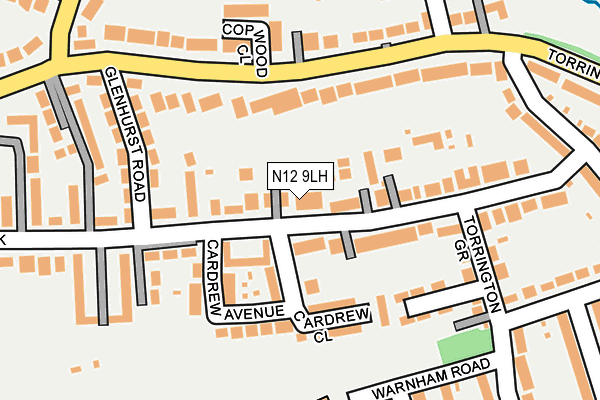 N12 9LH map - OS OpenMap – Local (Ordnance Survey)
