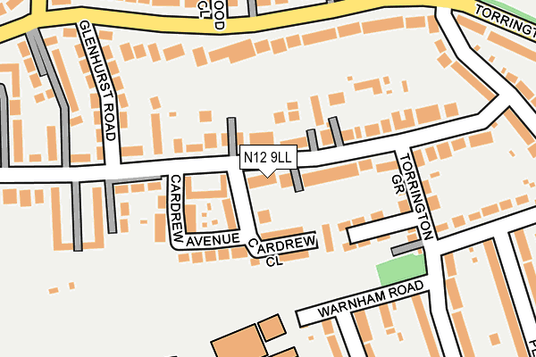 N12 9LL map - OS OpenMap – Local (Ordnance Survey)