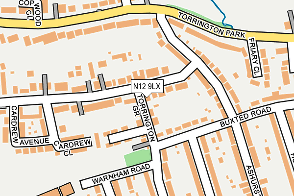 N12 9LX map - OS OpenMap – Local (Ordnance Survey)