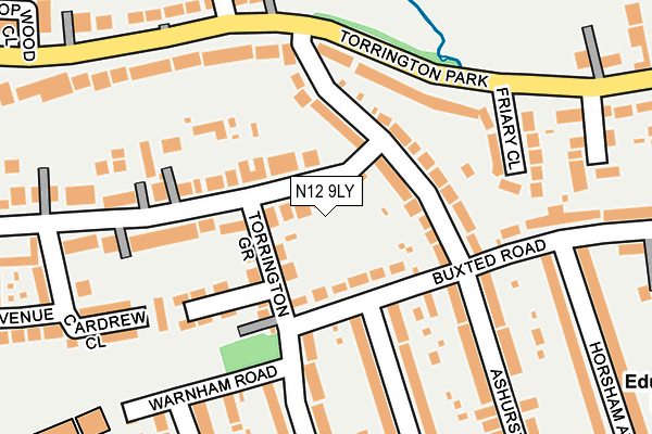 N12 9LY map - OS OpenMap – Local (Ordnance Survey)