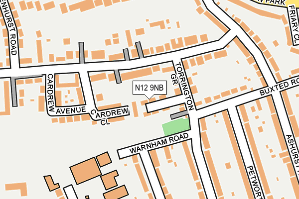N12 9NB map - OS OpenMap – Local (Ordnance Survey)