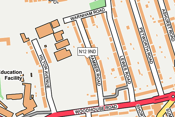 N12 9ND map - OS OpenMap – Local (Ordnance Survey)