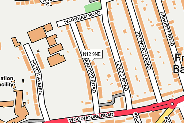 N12 9NE map - OS OpenMap – Local (Ordnance Survey)