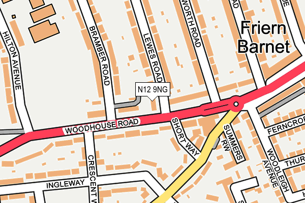 N12 9NG map - OS OpenMap – Local (Ordnance Survey)