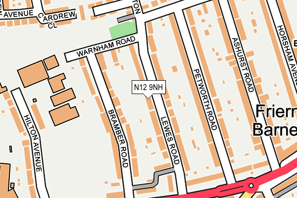 N12 9NH map - OS OpenMap – Local (Ordnance Survey)