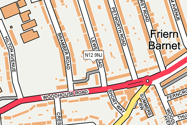 N12 9NJ map - OS OpenMap – Local (Ordnance Survey)
