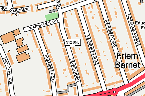 N12 9NL map - OS OpenMap – Local (Ordnance Survey)