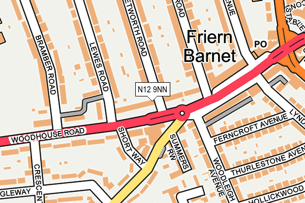 N12 9NN map - OS OpenMap – Local (Ordnance Survey)