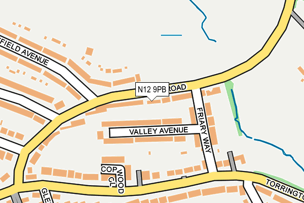 N12 9PB map - OS OpenMap – Local (Ordnance Survey)