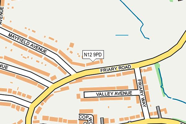 N12 9PD map - OS OpenMap – Local (Ordnance Survey)
