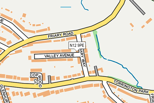 N12 9PE map - OS OpenMap – Local (Ordnance Survey)