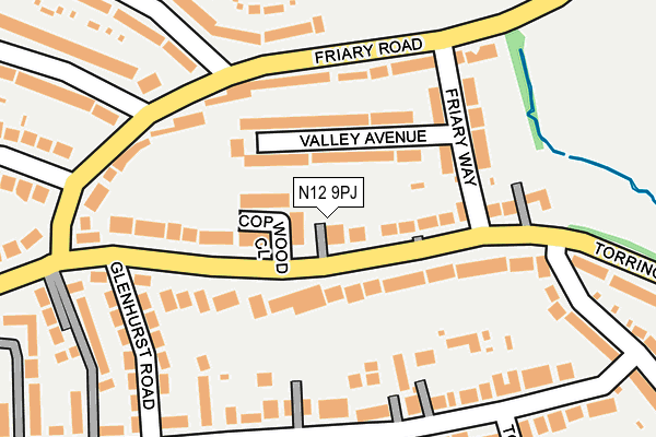 N12 9PJ map - OS OpenMap – Local (Ordnance Survey)