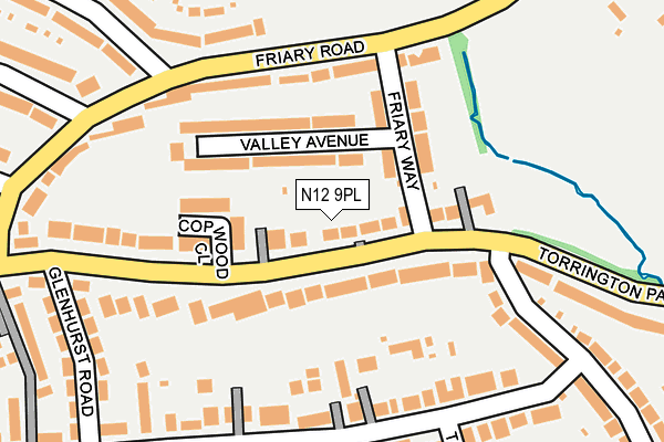 N12 9PL map - OS OpenMap – Local (Ordnance Survey)