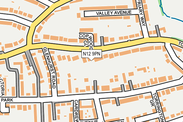 N12 9PN map - OS OpenMap – Local (Ordnance Survey)