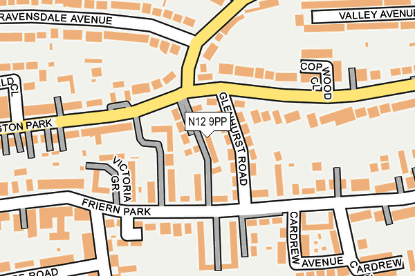 N12 9PP map - OS OpenMap – Local (Ordnance Survey)