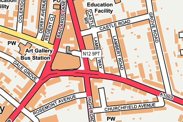 N12 9PT map - OS OpenMap – Local (Ordnance Survey)