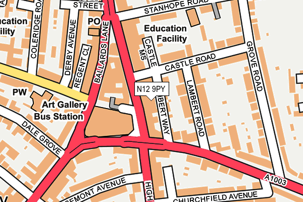 N12 9PY map - OS OpenMap – Local (Ordnance Survey)