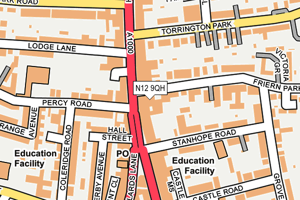 N12 9QH map - OS OpenMap – Local (Ordnance Survey)