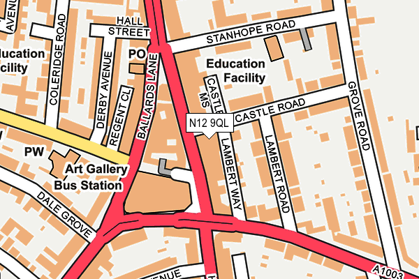 N12 9QL map - OS OpenMap – Local (Ordnance Survey)