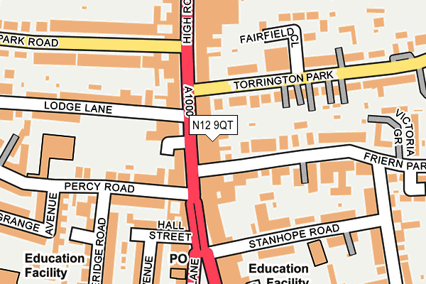 N12 9QT map - OS OpenMap – Local (Ordnance Survey)