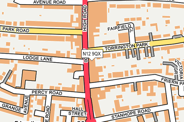 N12 9QX map - OS OpenMap – Local (Ordnance Survey)
