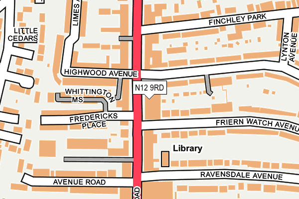 N12 9RD map - OS OpenMap – Local (Ordnance Survey)
