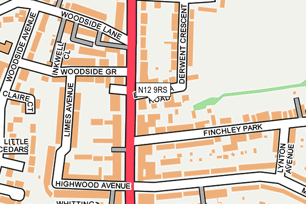 N12 9RS map - OS OpenMap – Local (Ordnance Survey)