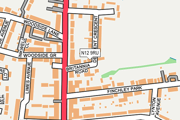 N12 9RU map - OS OpenMap – Local (Ordnance Survey)