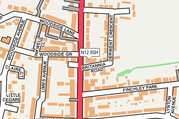 N12 9SH map - OS OpenMap – Local (Ordnance Survey)