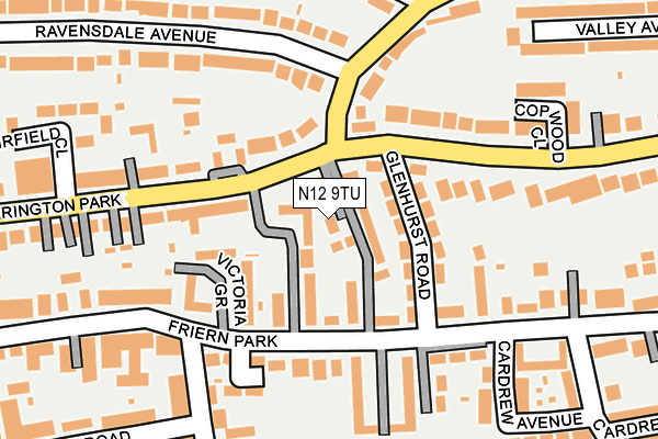 N12 9TU map - OS OpenMap – Local (Ordnance Survey)