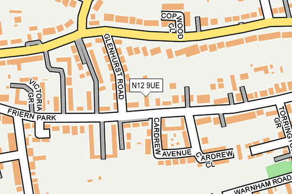 N12 9UE map - OS OpenMap – Local (Ordnance Survey)