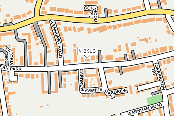 N12 9UG map - OS OpenMap – Local (Ordnance Survey)