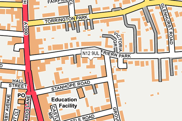 N12 9UL map - OS OpenMap – Local (Ordnance Survey)