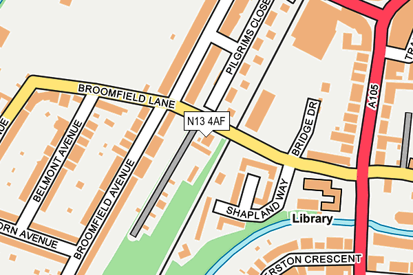 N13 4AF map - OS OpenMap – Local (Ordnance Survey)