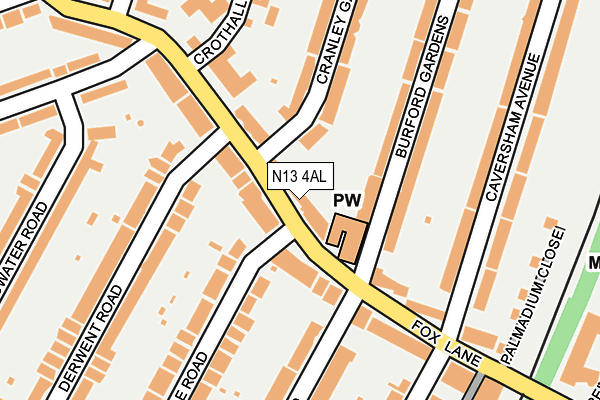 N13 4AL map - OS OpenMap – Local (Ordnance Survey)
