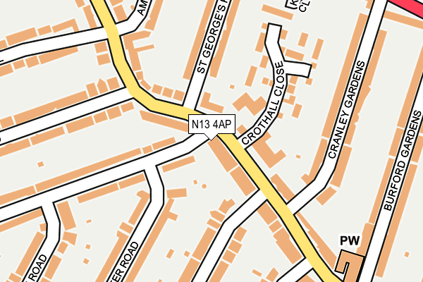 N13 4AP map - OS OpenMap – Local (Ordnance Survey)