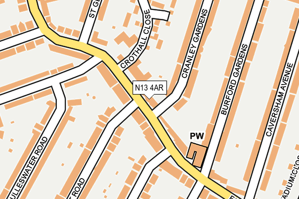 N13 4AR map - OS OpenMap – Local (Ordnance Survey)