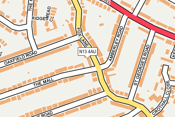 N13 4AU map - OS OpenMap – Local (Ordnance Survey)
