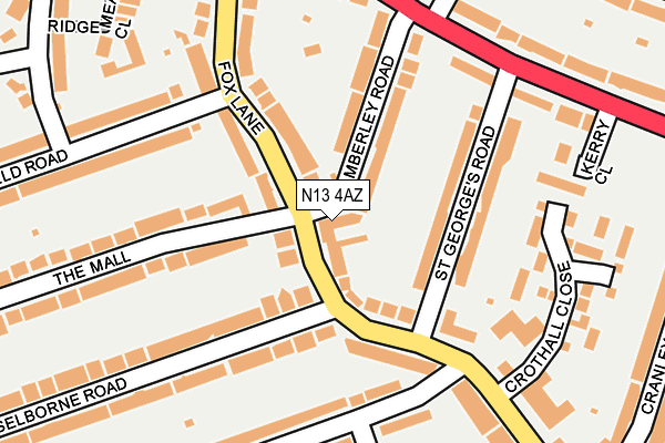 N13 4AZ map - OS OpenMap – Local (Ordnance Survey)