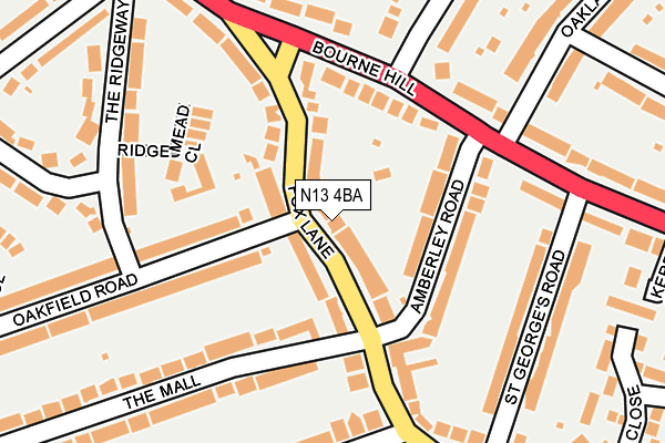 N13 4BA map - OS OpenMap – Local (Ordnance Survey)