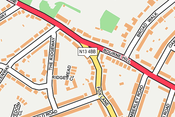 N13 4BB map - OS OpenMap – Local (Ordnance Survey)
