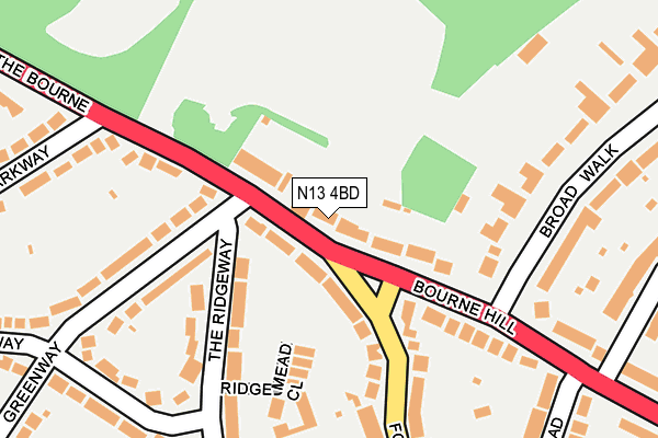 N13 4BD map - OS OpenMap – Local (Ordnance Survey)
