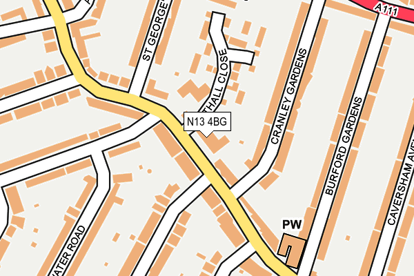 N13 4BG map - OS OpenMap – Local (Ordnance Survey)