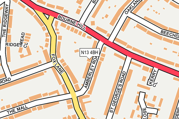 N13 4BH map - OS OpenMap – Local (Ordnance Survey)