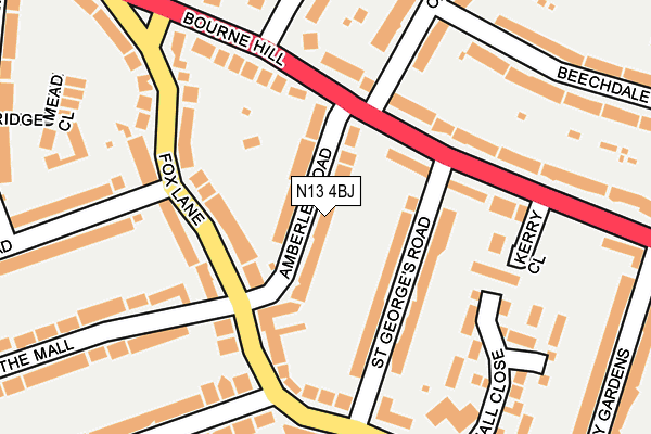 N13 4BJ map - OS OpenMap – Local (Ordnance Survey)