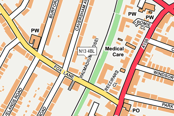N13 4BL map - OS OpenMap – Local (Ordnance Survey)
