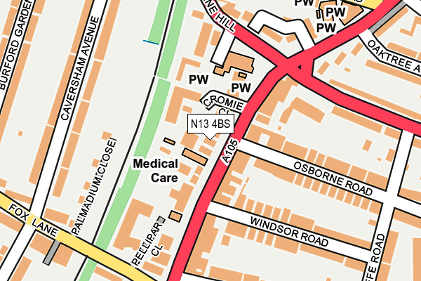 N13 4BS map - OS OpenMap – Local (Ordnance Survey)
