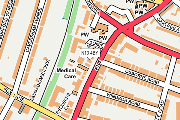 N13 4BY map - OS OpenMap – Local (Ordnance Survey)