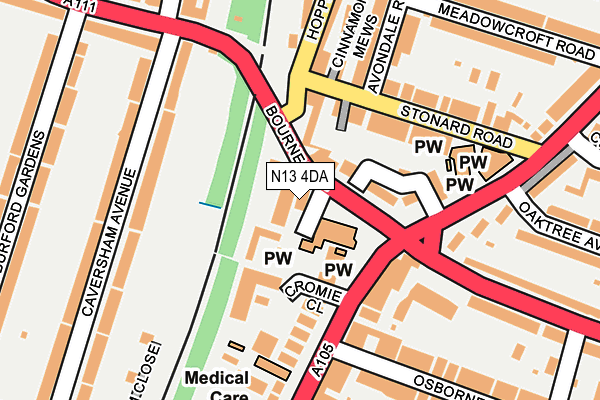 N13 4DA map - OS OpenMap – Local (Ordnance Survey)